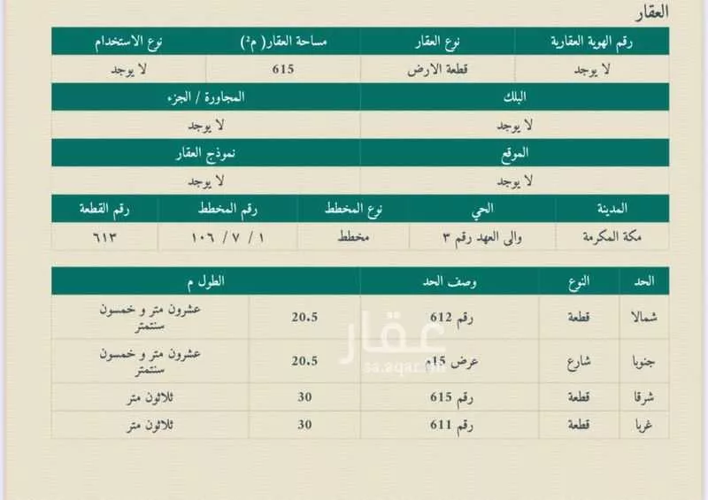 615 sqm land in King Fahd 1