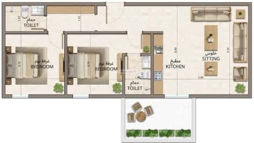 شقة 2 غرف في النهضة 11