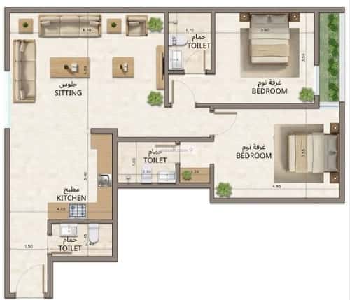 شقة 2 غرف في النهضة 7