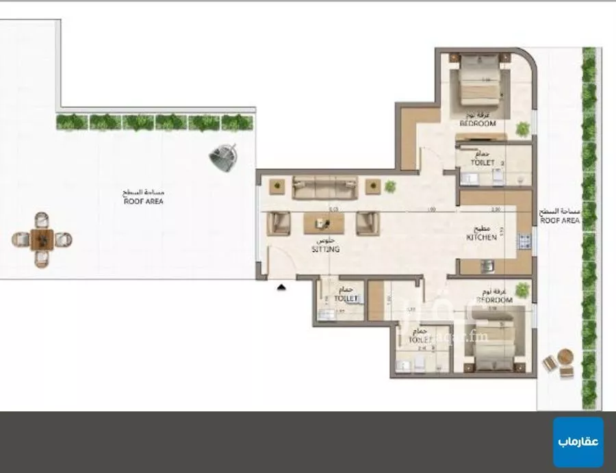 شقة 2 غرف في النهضة 13