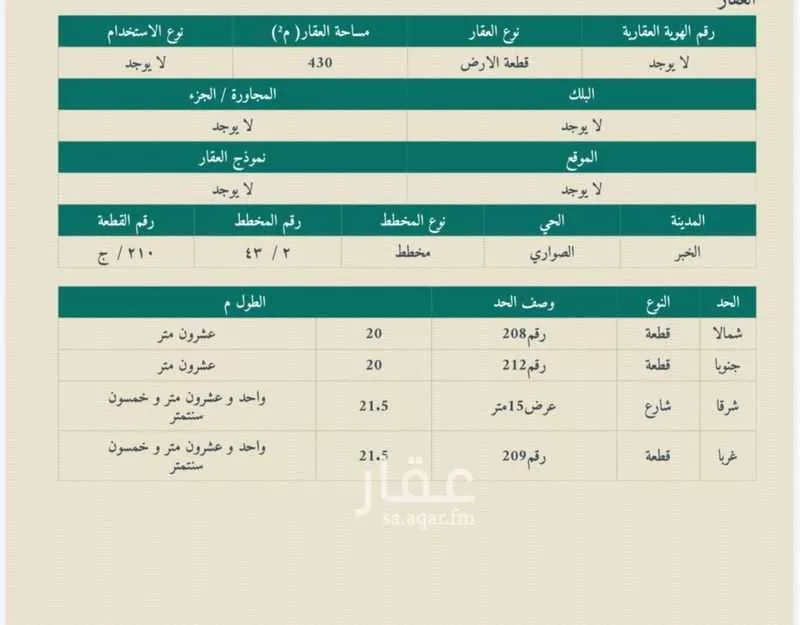 أرض 430 م² في الصواري