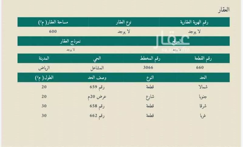 أرض 600 م² في المشاعل 2